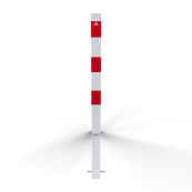 Barrier posts | Steel tube 70 x 70 mm | stationary, for casting in concrete | hot-dip galvanized and white coated withthree red reflecting stripes | without eyelet